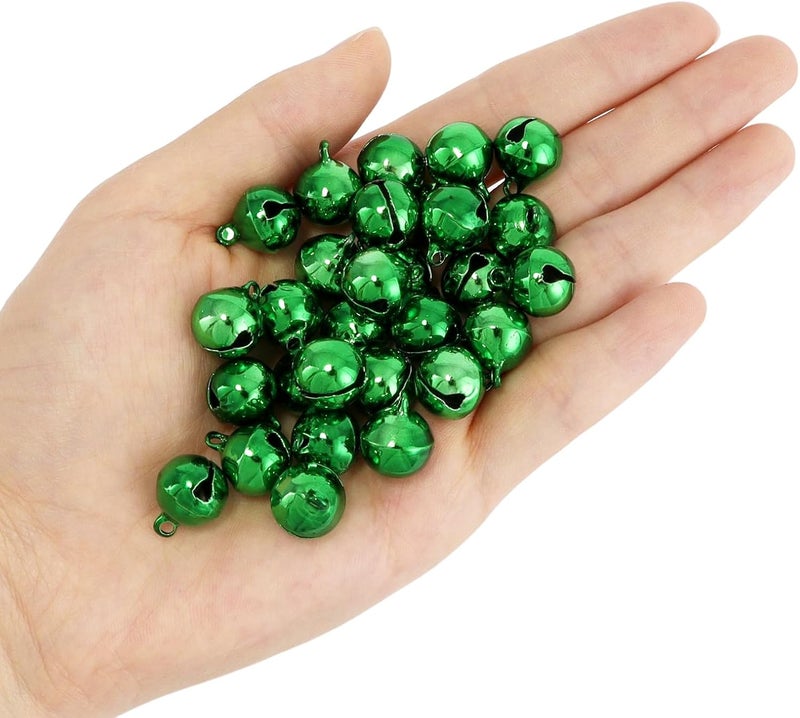 LIGHOON 1/2 Inch Jingle Bells Small Bell Mini Bells, Tiny Crafts Bells, DIY for Christmas Home Making Ornaments Wreath Pet Decorations Bracelet Anklets Necklace Knitting Jewelry Making 120 Pcs, Green - Image 3